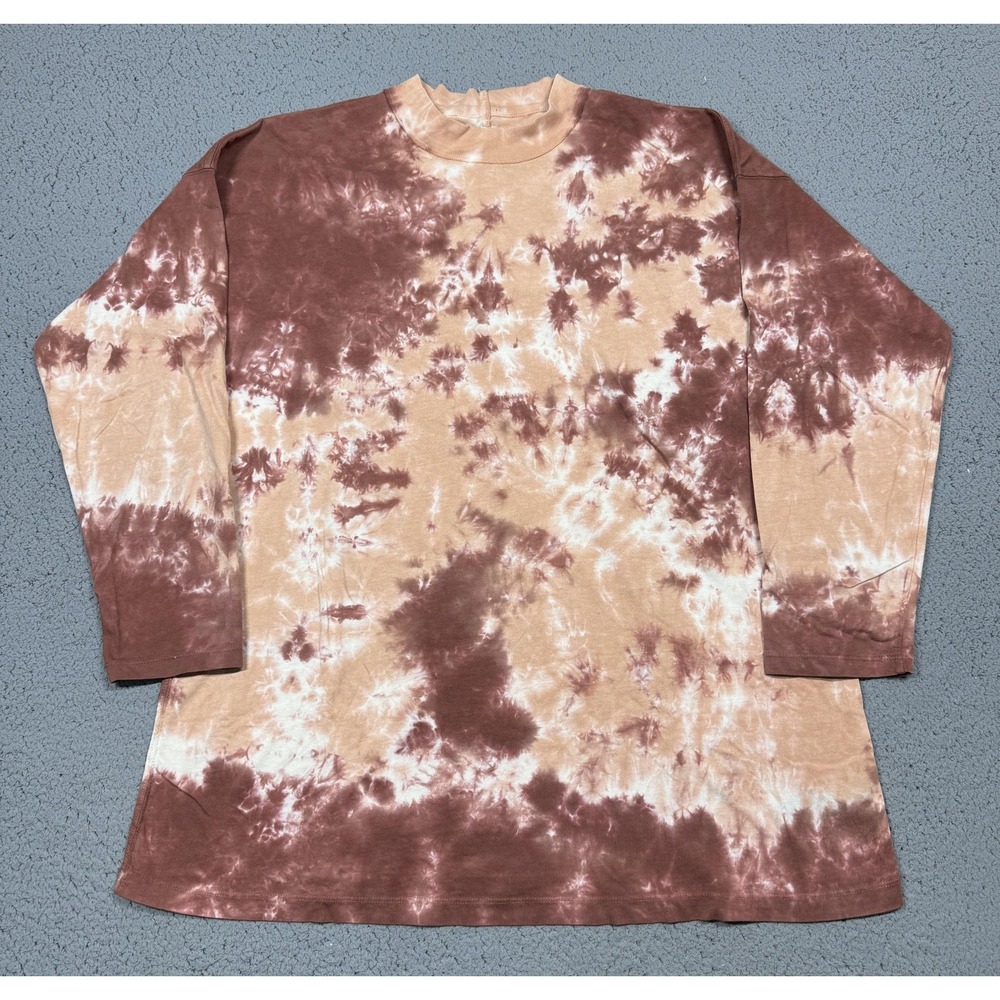 We The Free Shirt Womens Medium Brown Tie‎ Dye Long Sleeve Tunic 100% Cotton